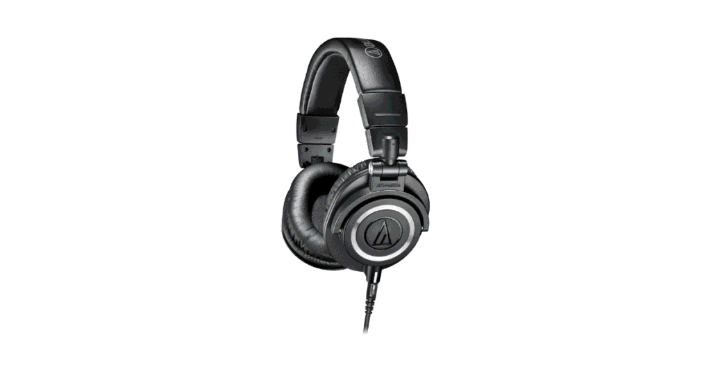 audio technica ath m50x professional studio monitor headphones, black, professional grade, critically acclaimed, with detachable cable