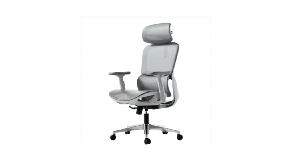 hbada p2 ergonomic office chair, office chair with 3d lumbar support, mesh chairs with 3d 360° rotation arm & 3d headrest, 135° stepless tilt function, white(with footrest)