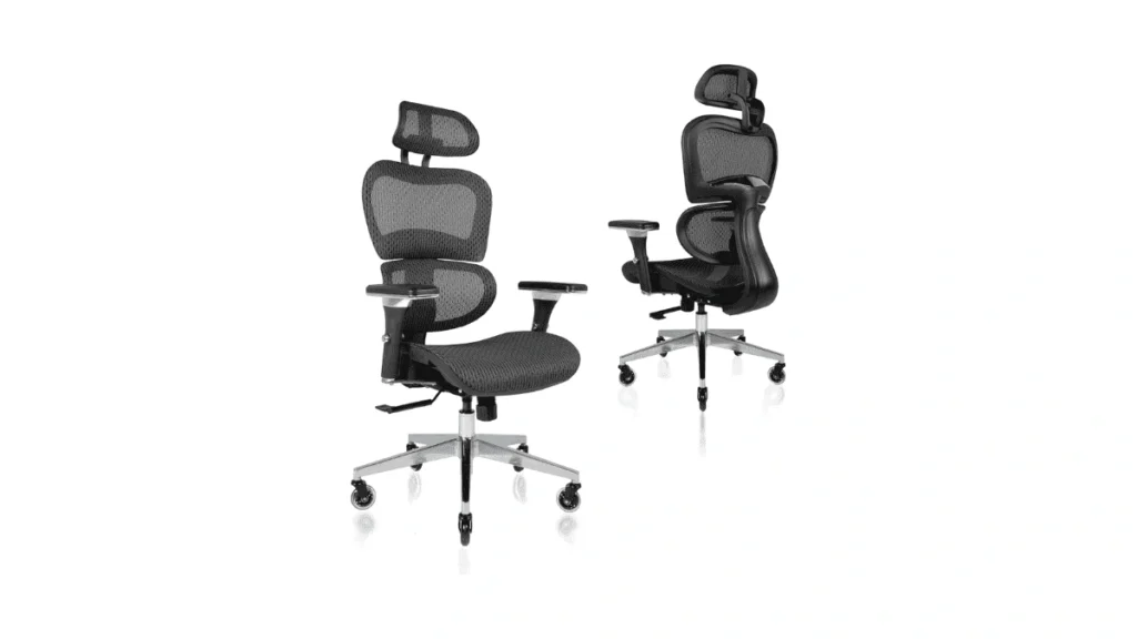 nouhaus ergo3d ergonomic office chair lumbar support mesh office chair with 4d adjustable armrest, adjustable headrest and wheels, mesh high back home office desk chairs(black)